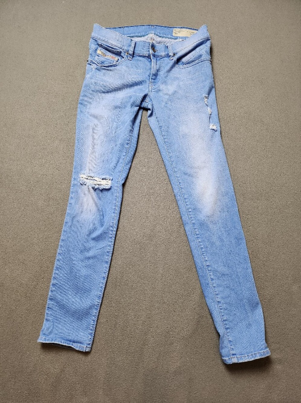 Diesel Getlegg Slim Skinny Low Rise Jeans | Size 27 Light Wash Distressed